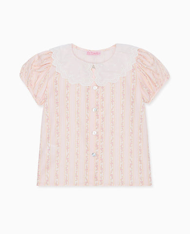 Pink Floral Stripe Heloise Girl Shirt