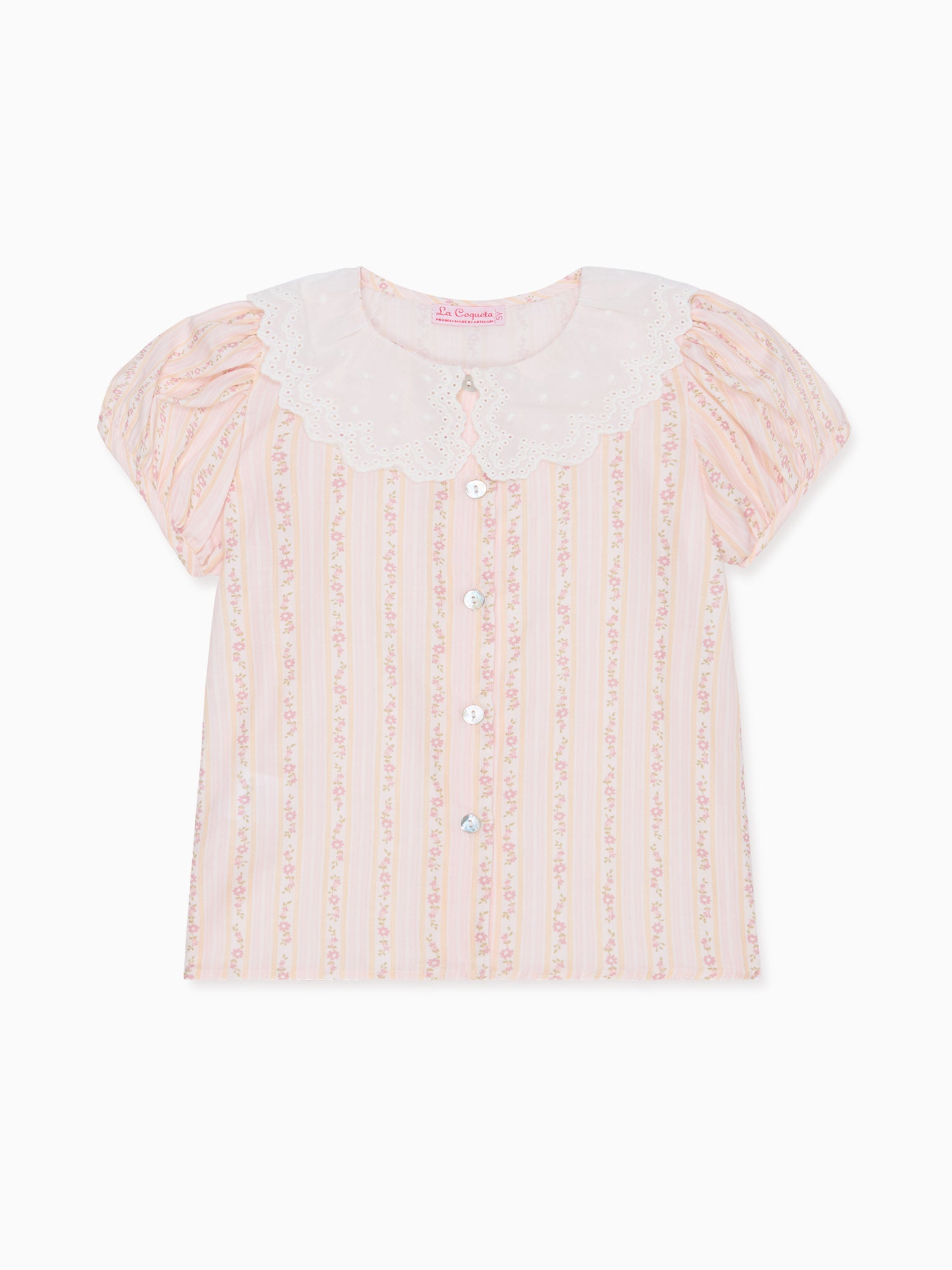 Pink Floral Stripe Heloise Girl Shirt