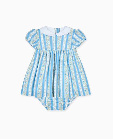 Blue Floral Stripe Hestia Baby Girl Set