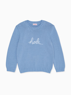 Dusty Blue Hola Kids Sweater