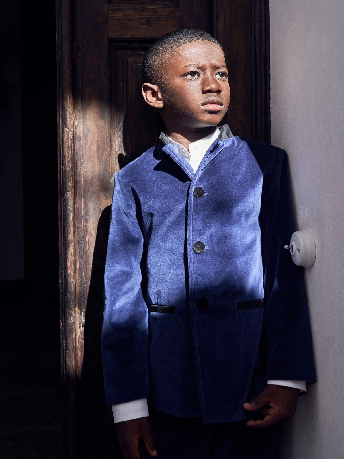 Navy Hugo Velvet Boy Jacket