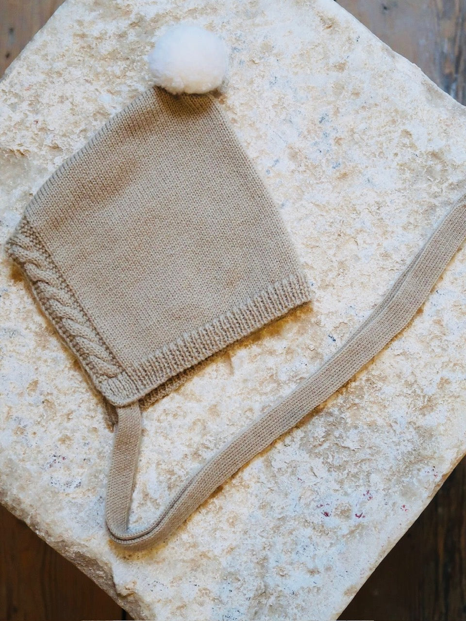 Camel Alma Merino Baby Knitted Bonnet