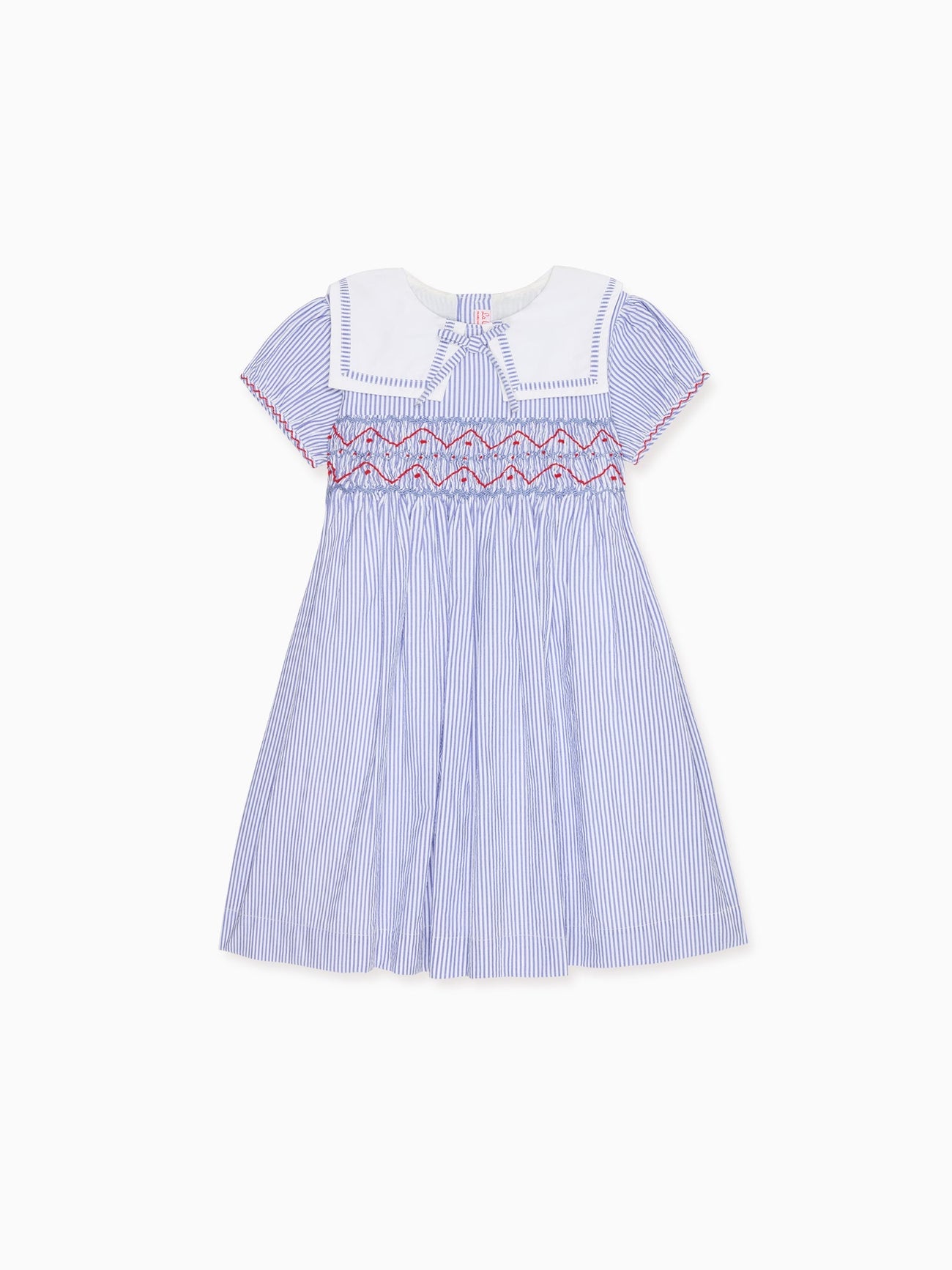 Dark Blue Stripe Imogen Girl Hand-Smocked Dress