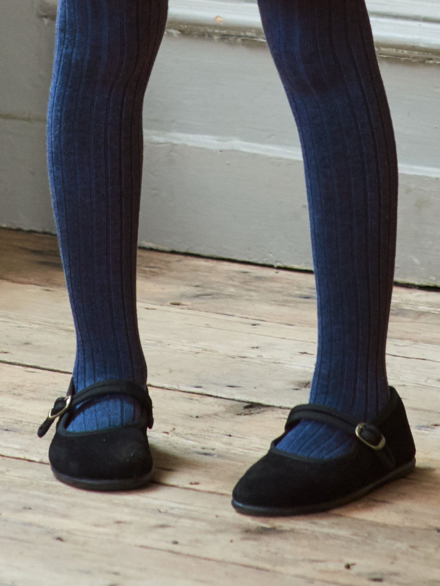 Indigo Ribbed Kids Tights