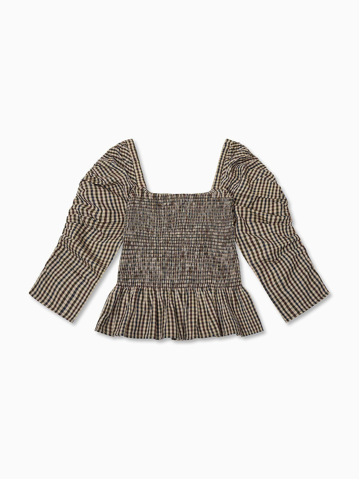 Burgundy Check Isabella Women Long Sleeve Top