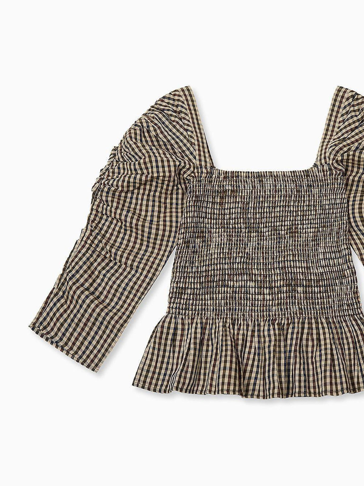 Burgundy Check Isabella Women Long Sleeve Top