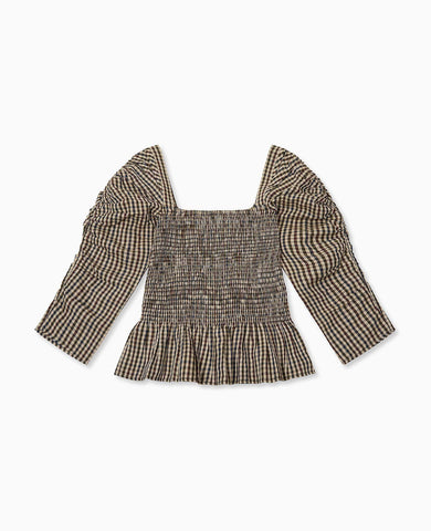Burgundy Check Isabella Women Long Sleeve Top
