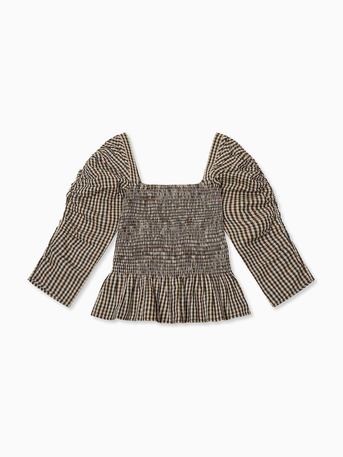 Burgundy Check Isabella Women Long Sleeve Top