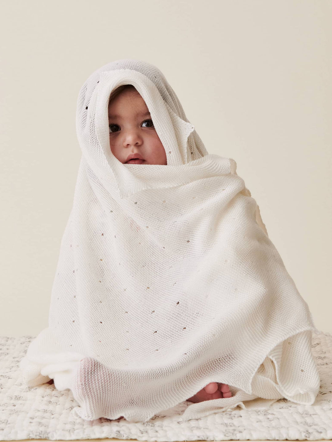 Openwork Pattern Baby Blanket- Milk White main image 0