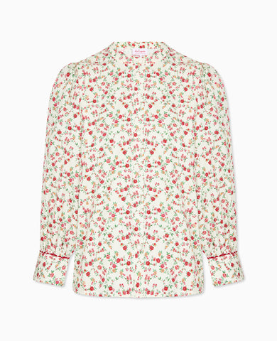 Ivory Floral Livia Womens Long Sleeve Shirt