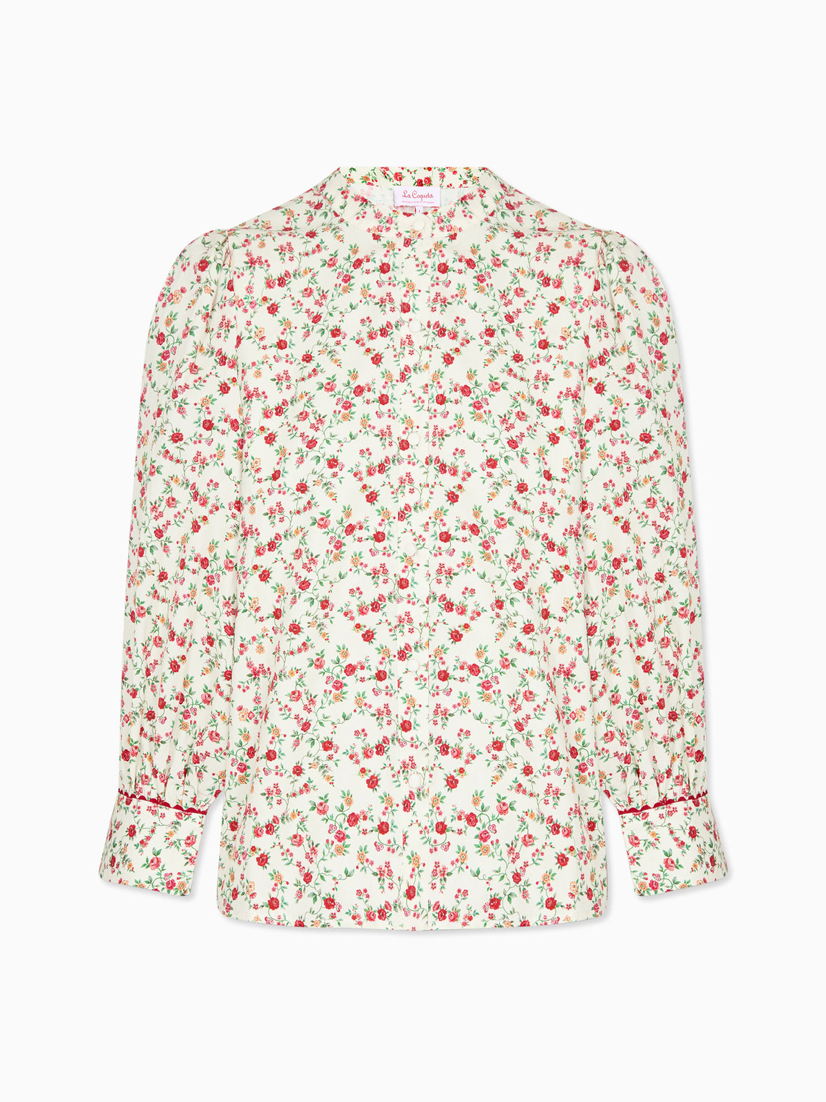 Ivory Floral Livia Womens Long Sleeve Shirt