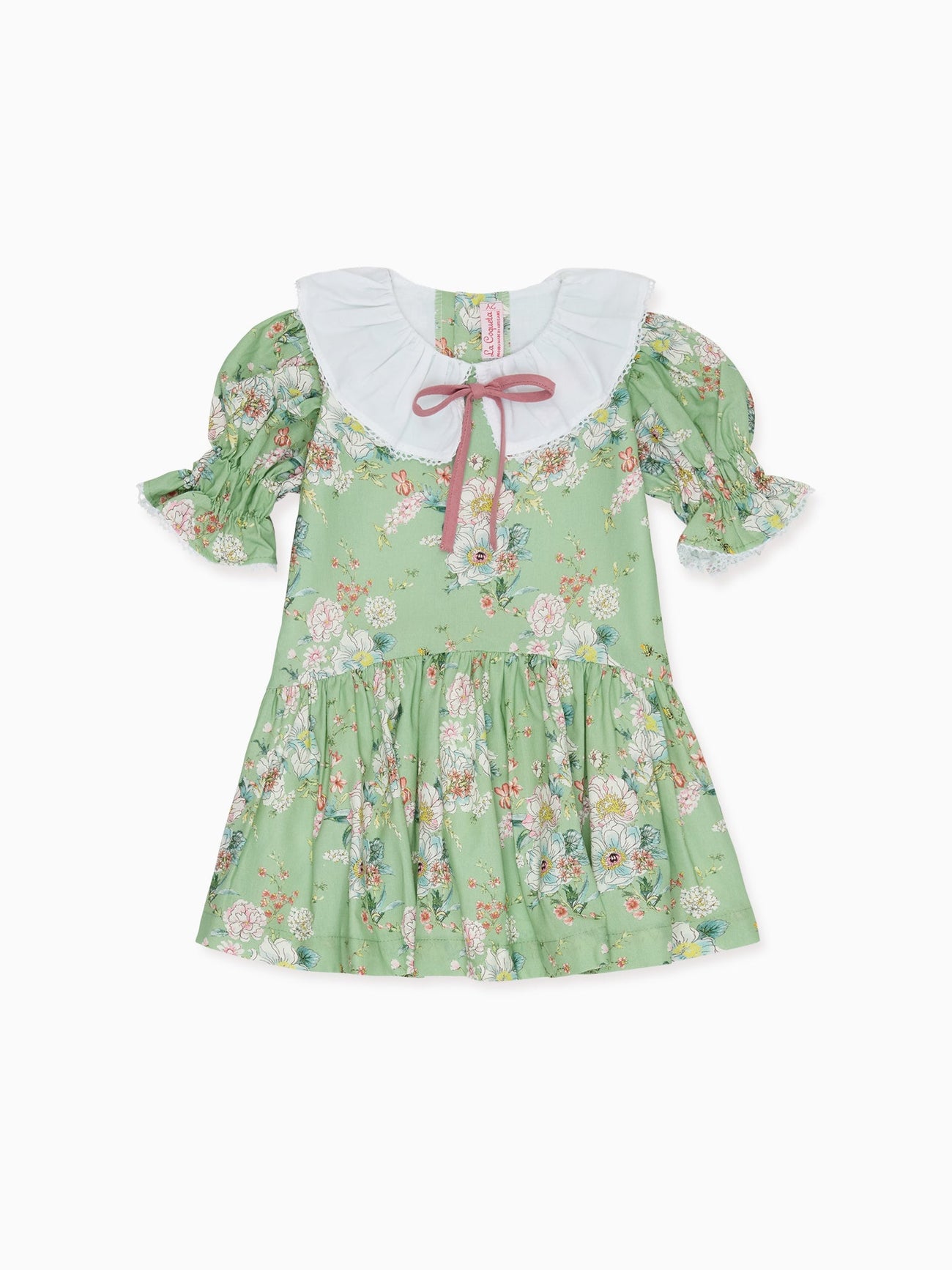 Sage Floral Izara Girl Drop Waist Dress