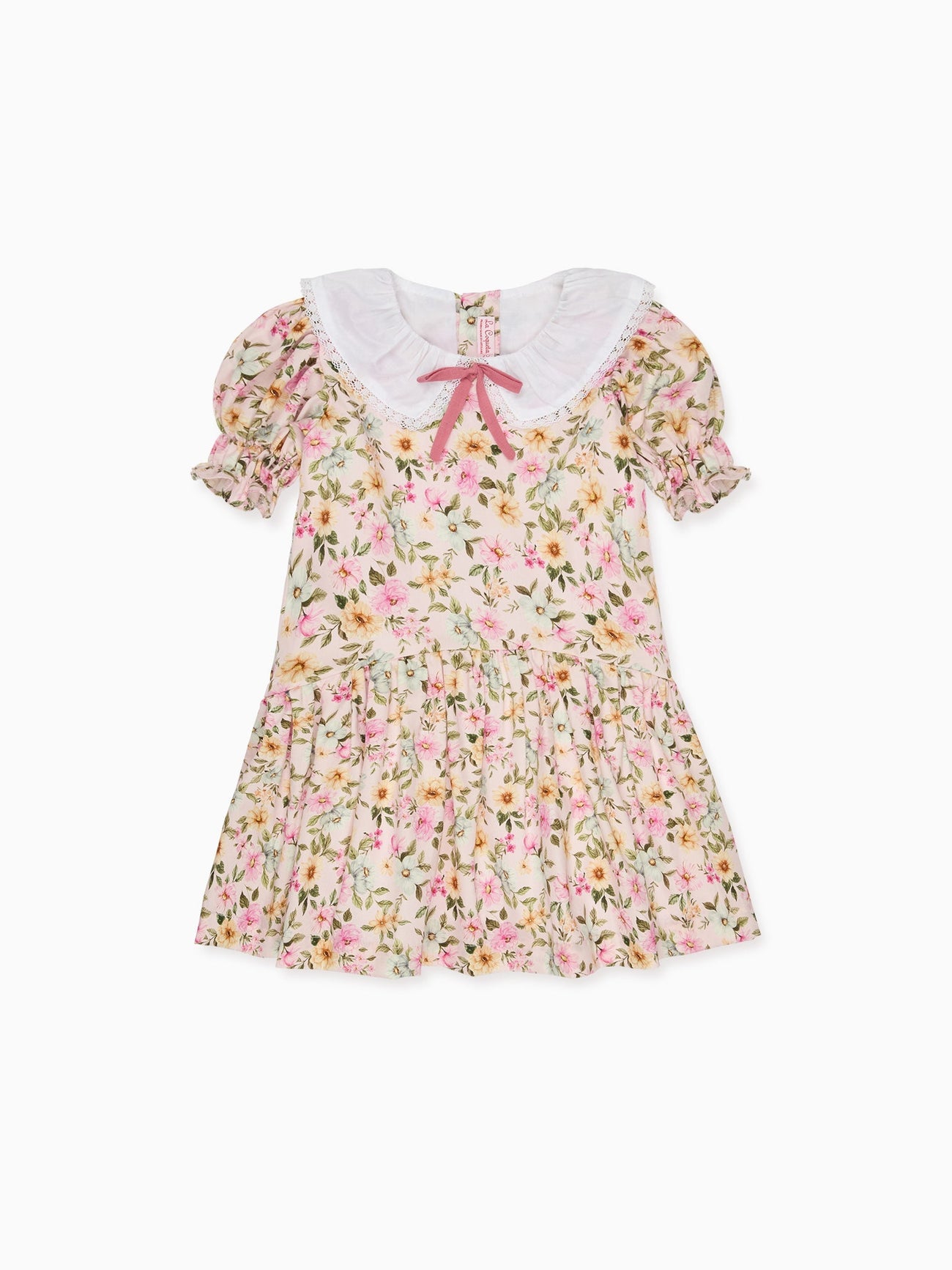 Light Pink Floral Izara Girl Drop Waist Dress
