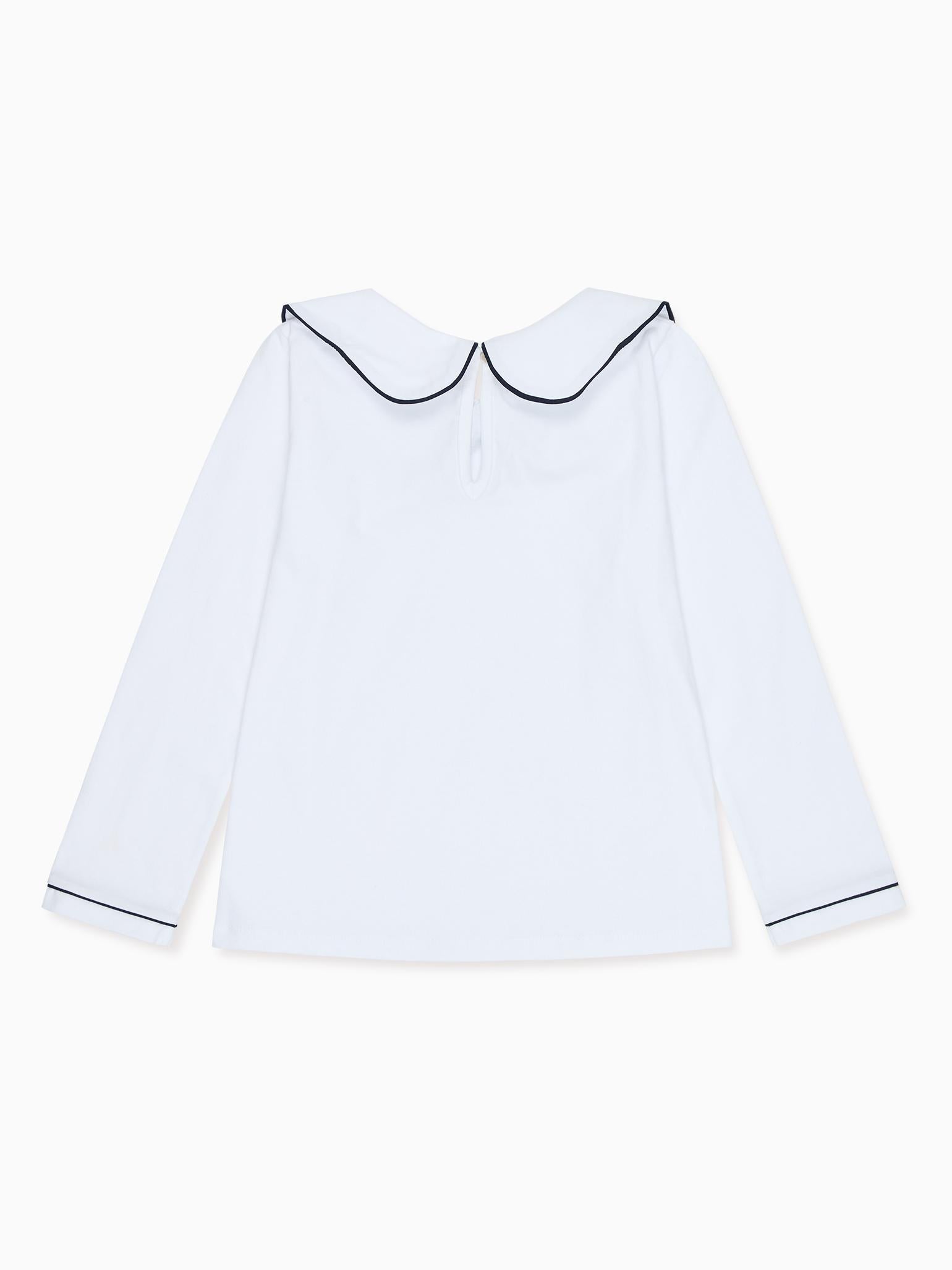 White & Navy Iziar Long Sleeve Girl Top