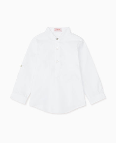 White Jazmin Cotton Long Sleeve Boy Shirt