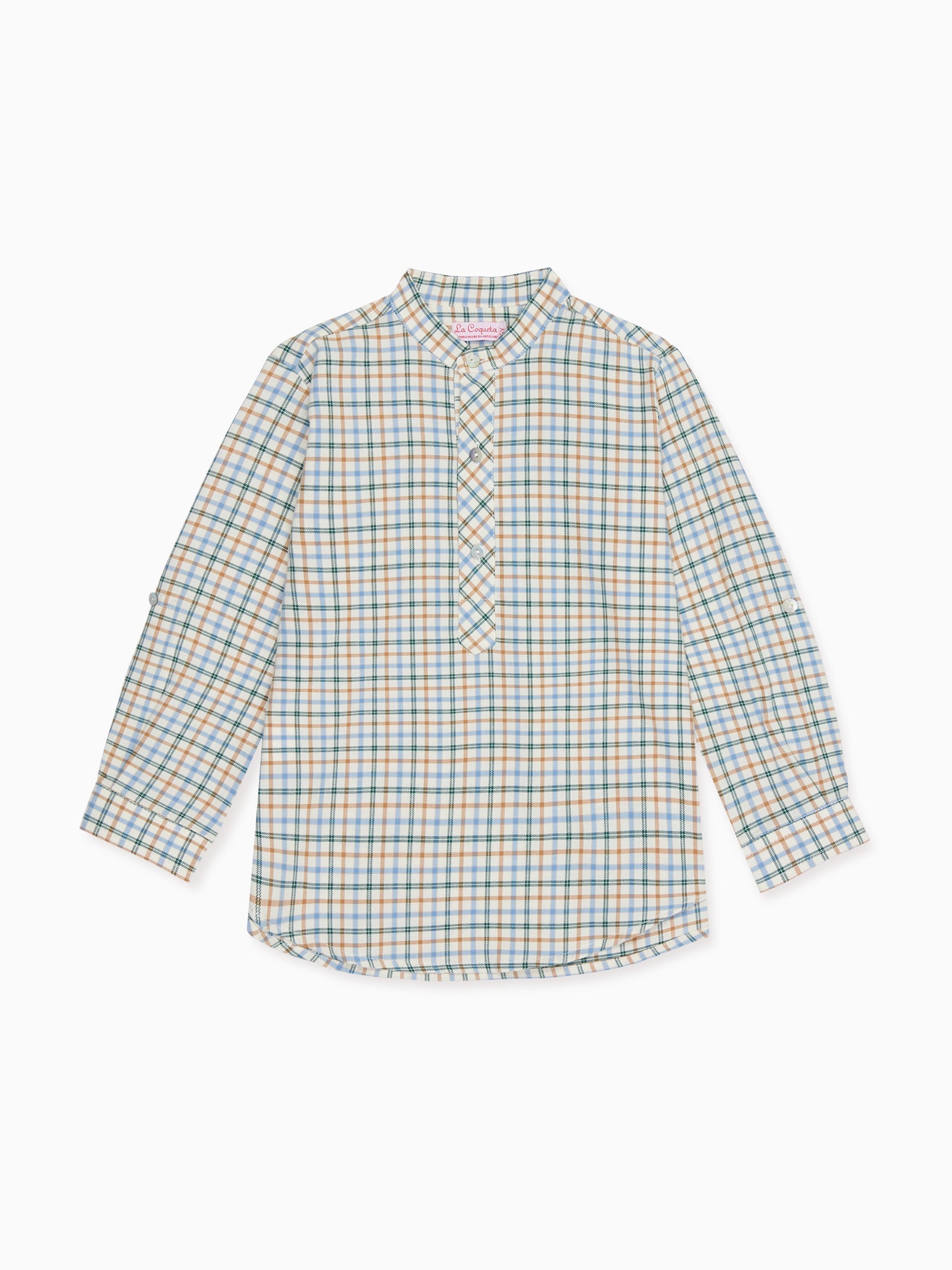 Camel Check Jazmin Long Sleeve Boy Shirt