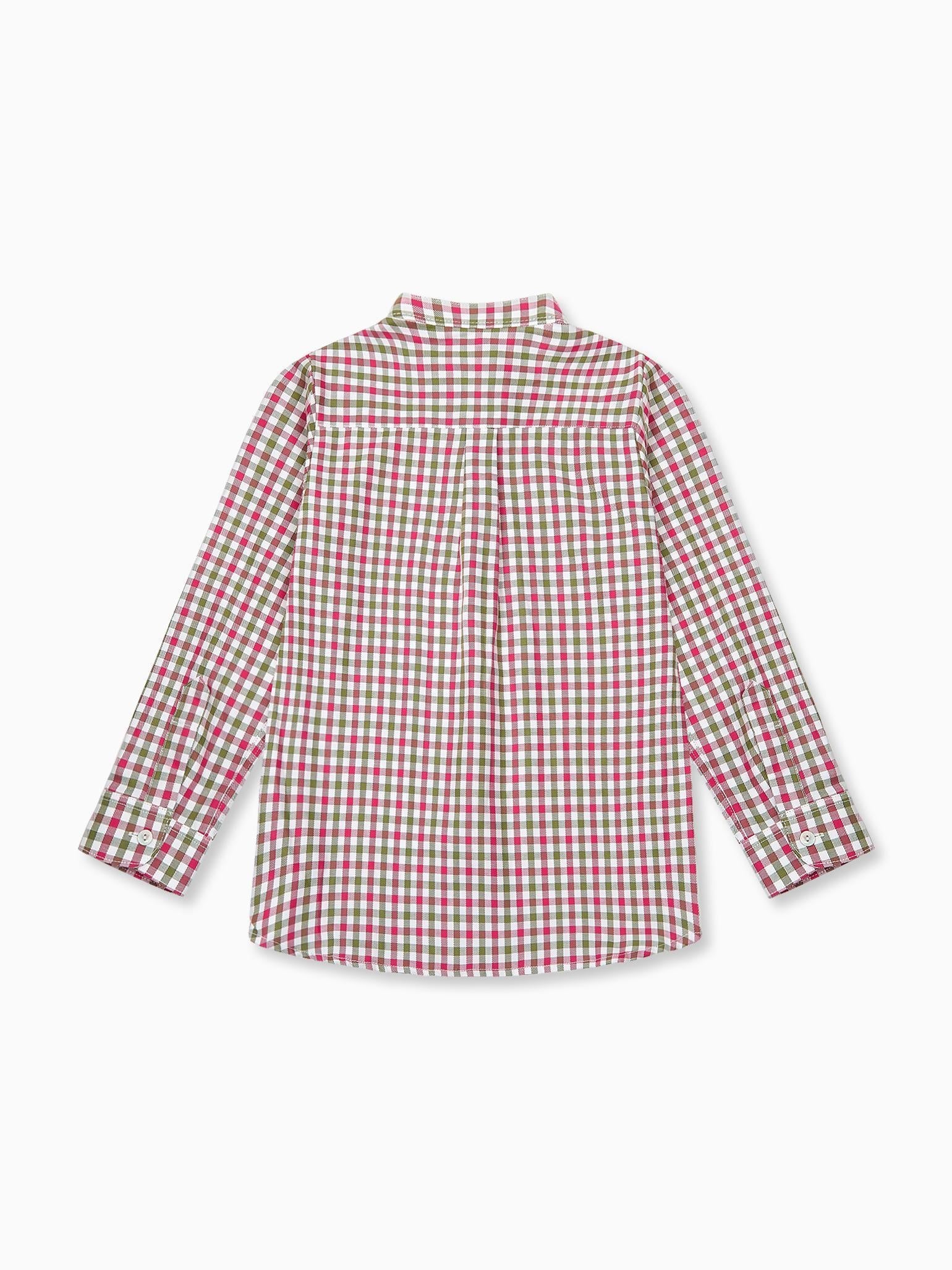 Green Check Jazmin Long Sleeve Boy Shirt