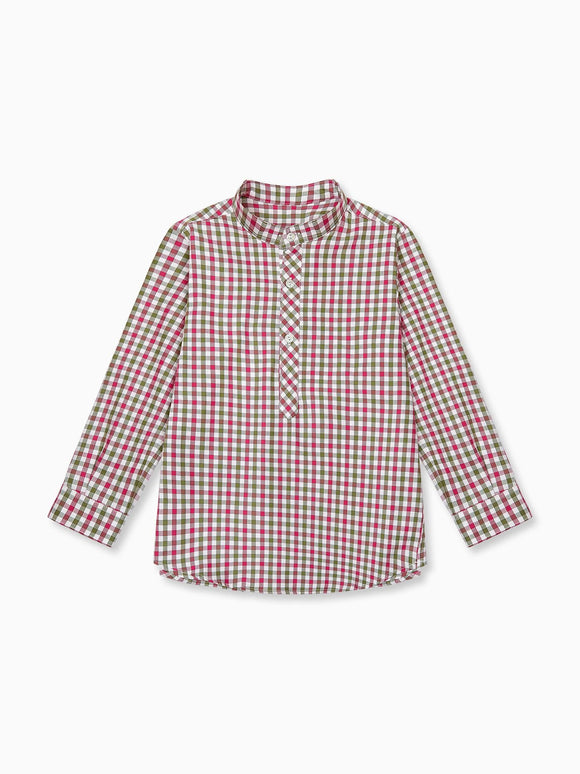Green Check Jazmin Long Sleeve Boy Shirt