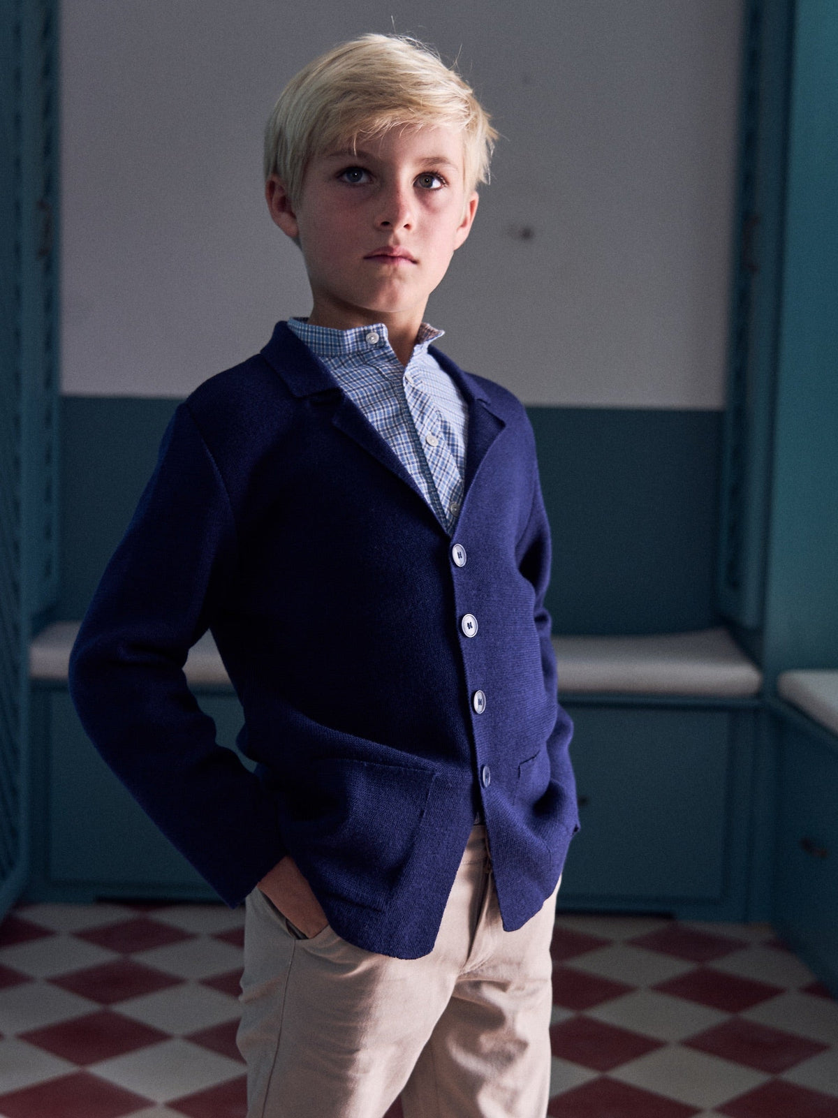 Navy Hector Merino Boy Cardigan