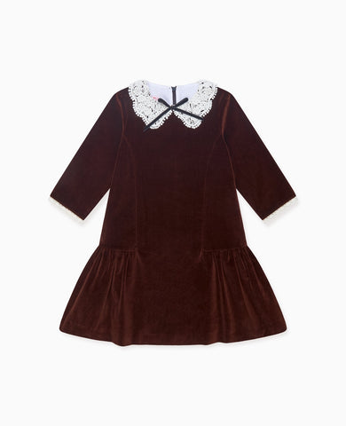 Chocolate Josefana Velvet Girl Drop Waist Dress