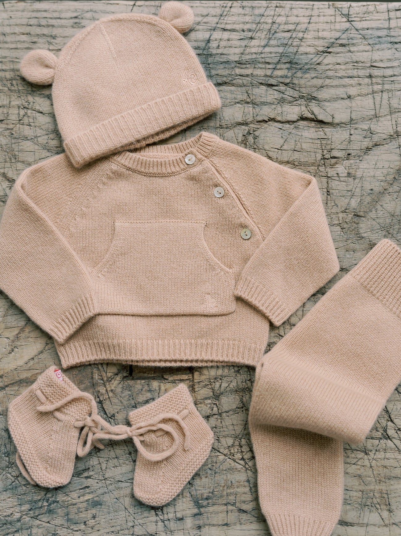 Camel Melange Evita Cashmere Baby Booties