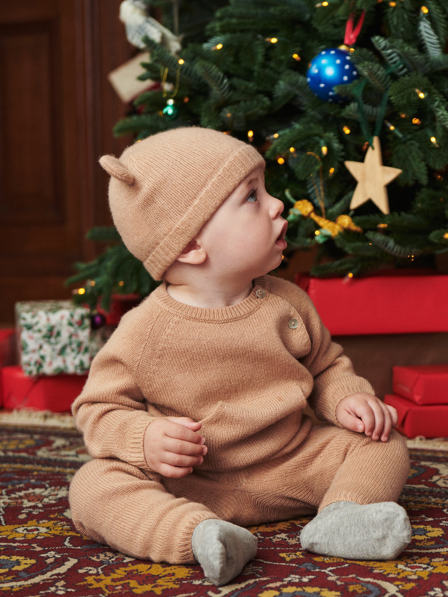 Camel Melange Gloria Cashmere Baby Hat