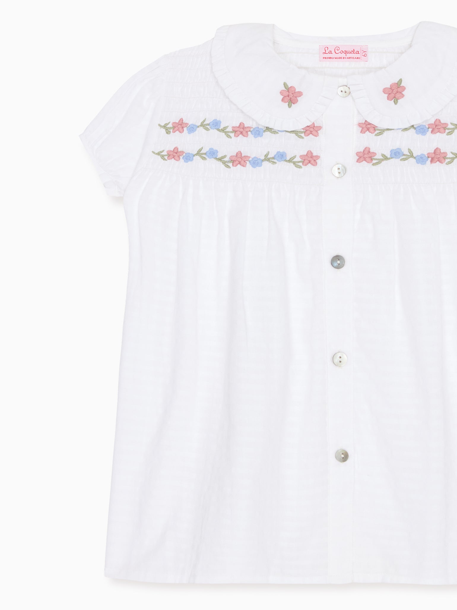 White Gingham Juana Girl Shirt