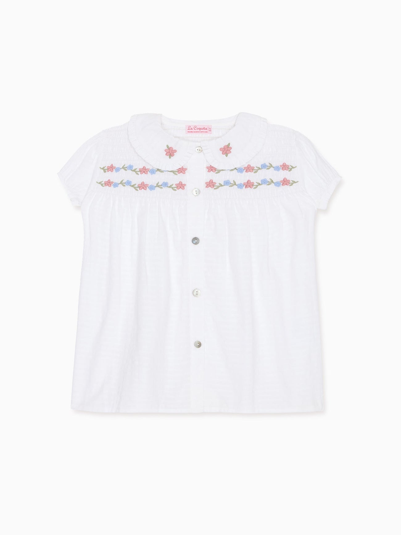 White Gingham Juana Girl Shirt