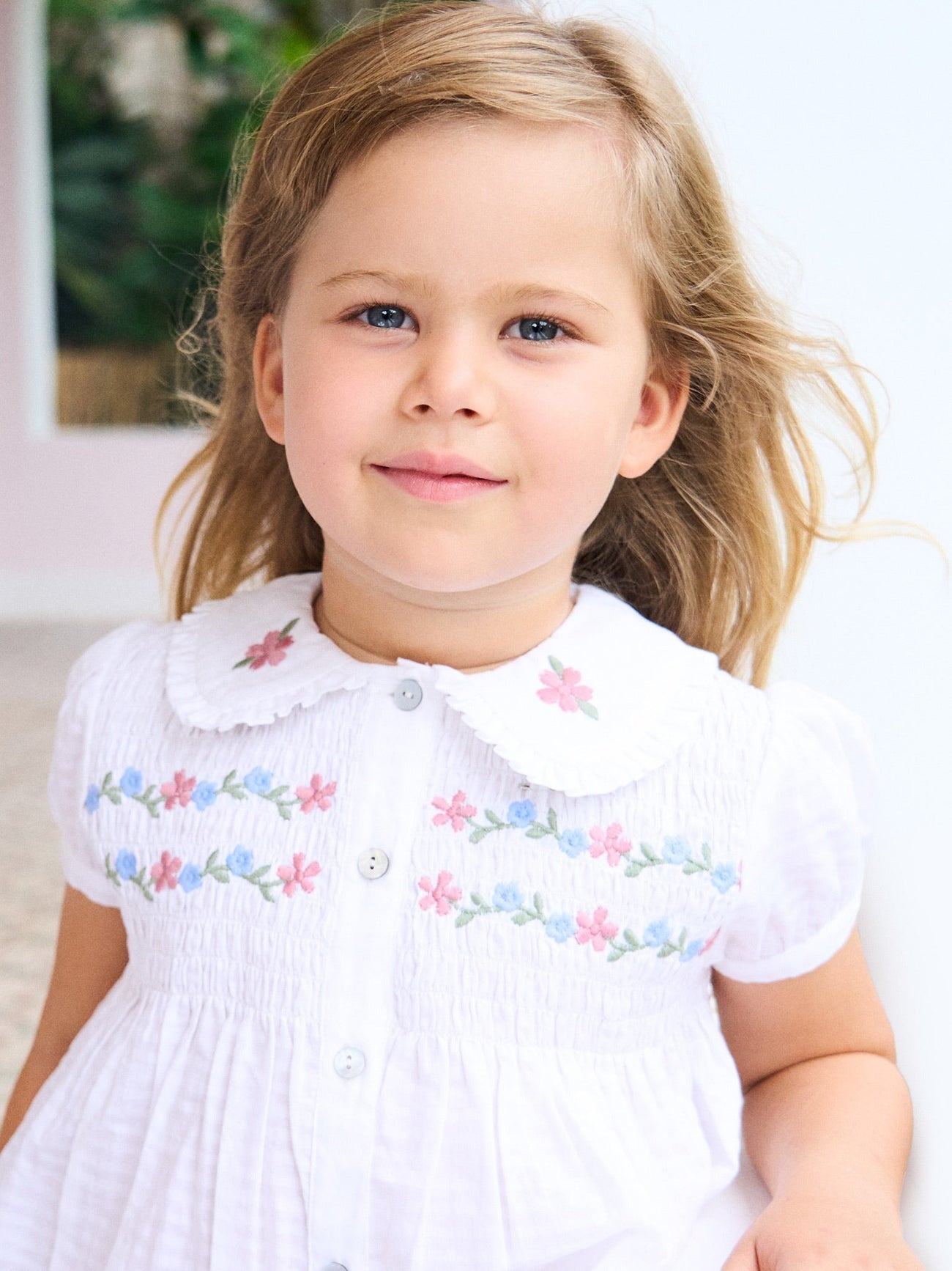 White Gingham Juana Girl Shirt