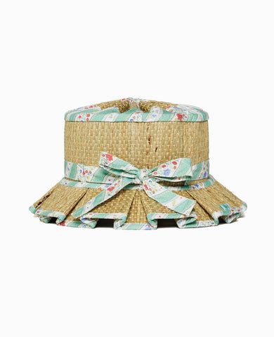 Lorna Murray x La Coqueta Sage Floral Stripe Beauty Point Girl Grass Hat