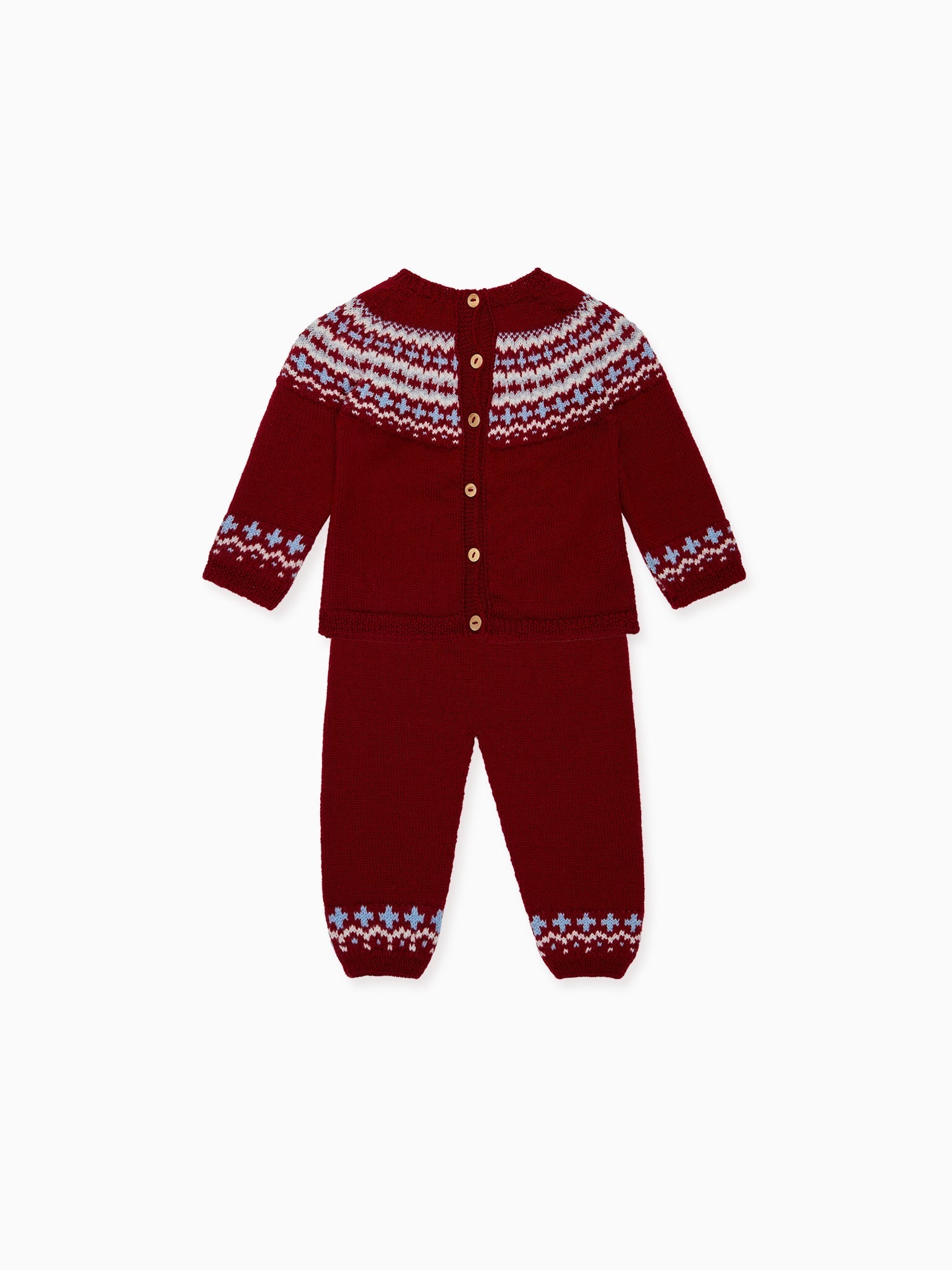 Burgundy Lyle Merino Fair Isle Baby Knitted Set