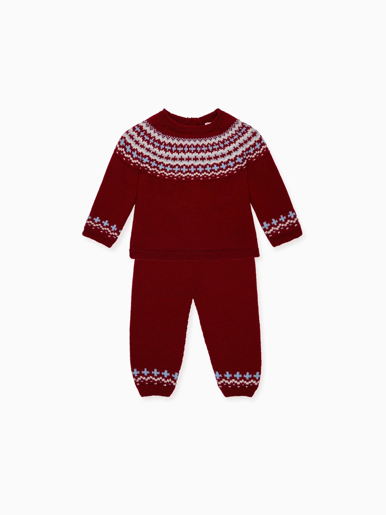 Burgundy Lyle Merino Fair Isle Baby Knitted Set