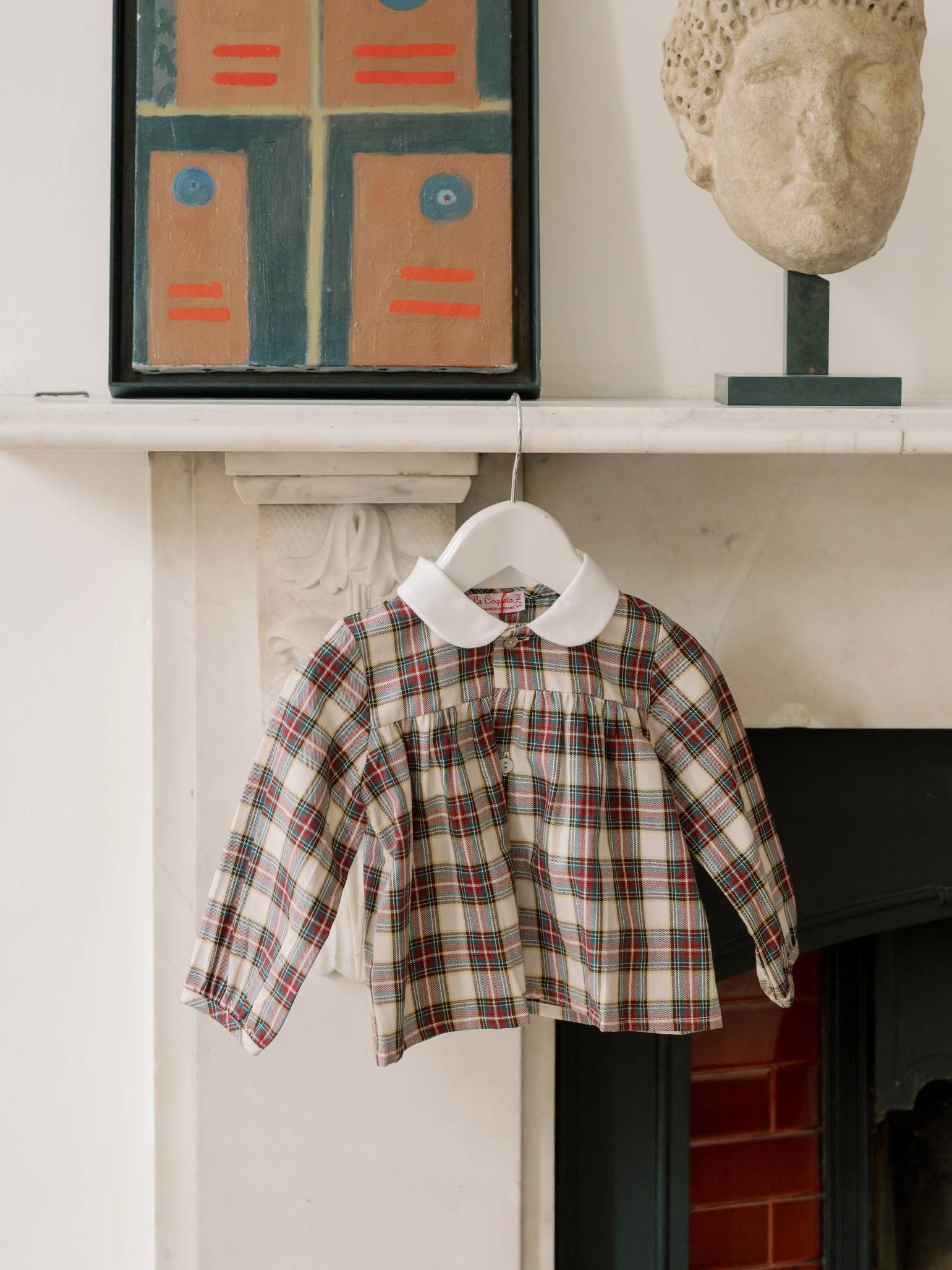 Ivory Tartan Dante Long Sleeve Baby Shirt