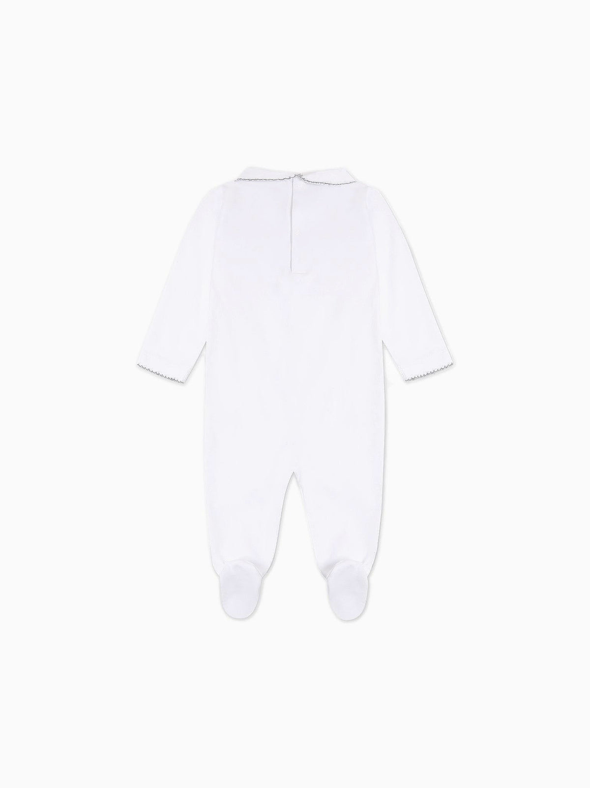 White Lamb Baby Girl Hand-Smocked Sleepsuit