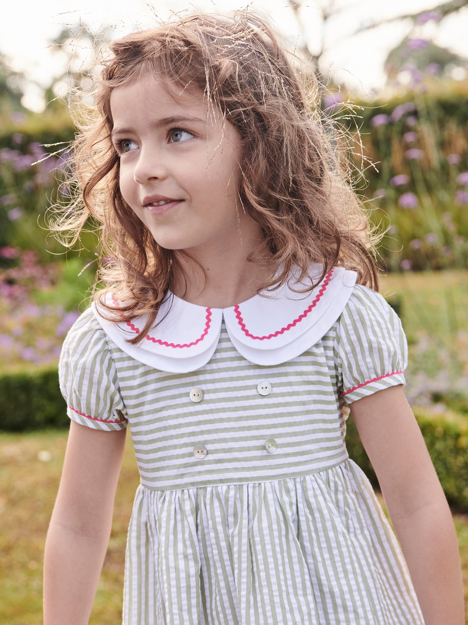 Green Stripe Lana Girl Dress