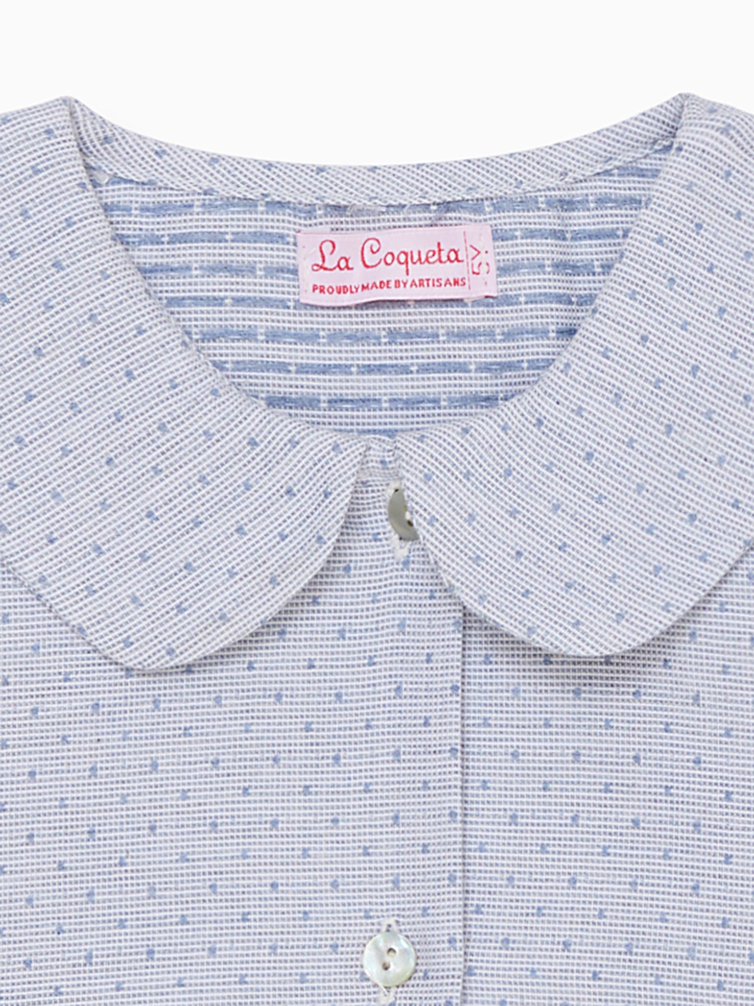 Light Blue Polka Dot Lara Long Sleeve Girl Shirt