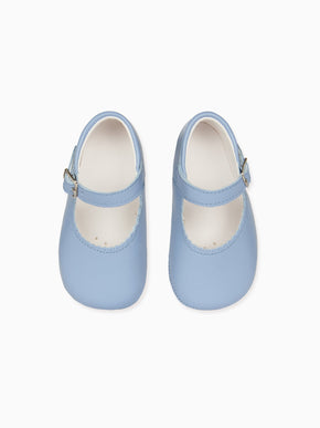 Dusty Blue Leather Baby Mary Jane Shoes