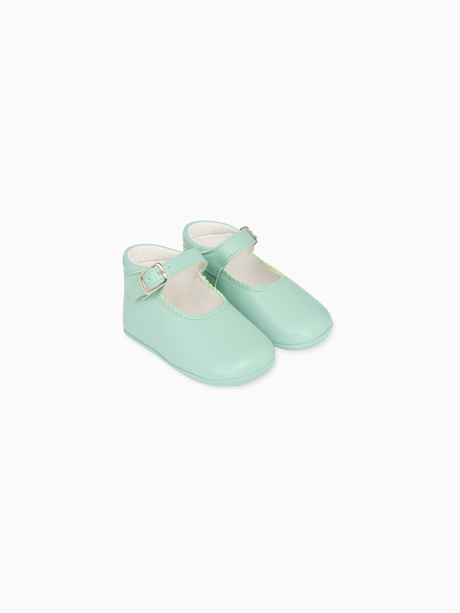 Pale Green Leather Baby Mary Jane Shoes