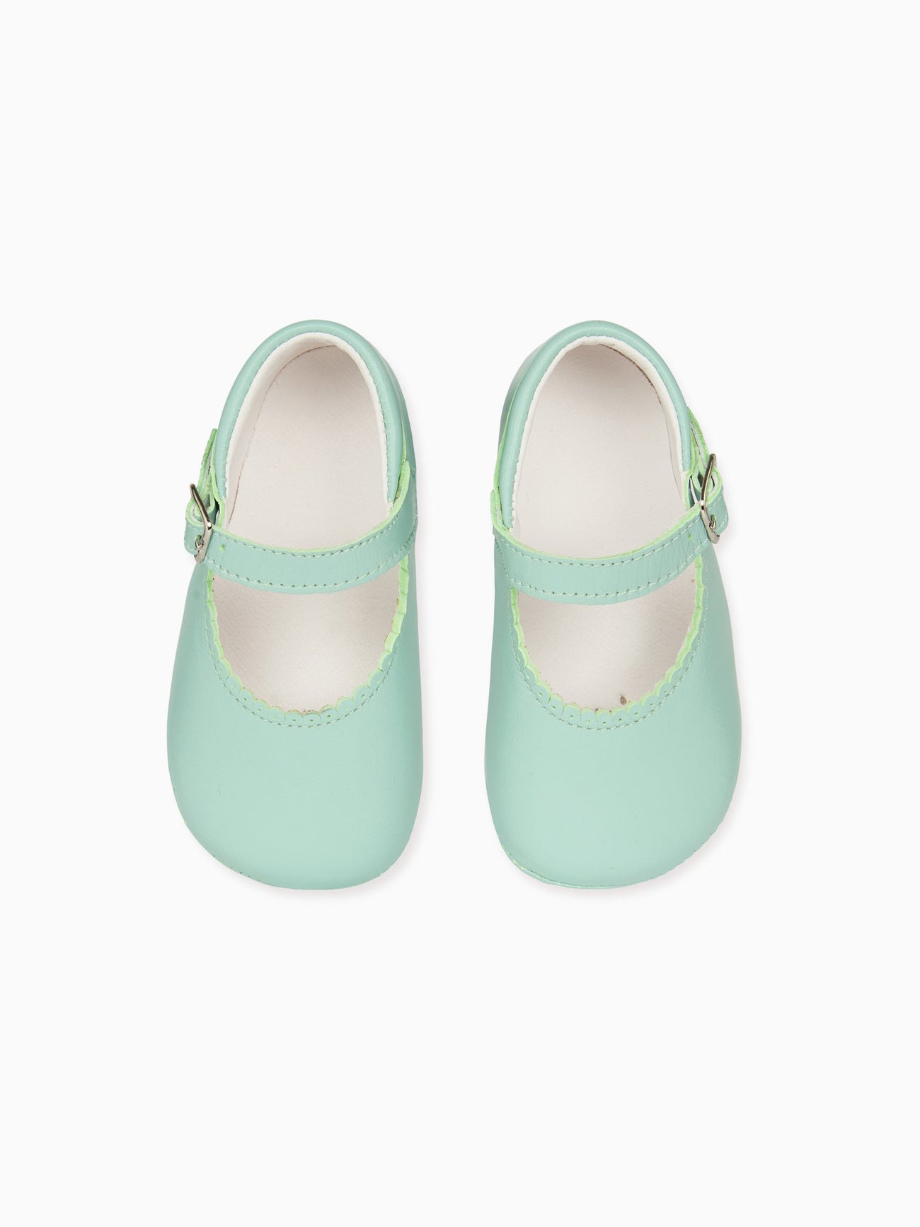 Pale Green Leather Baby Mary Jane Shoes