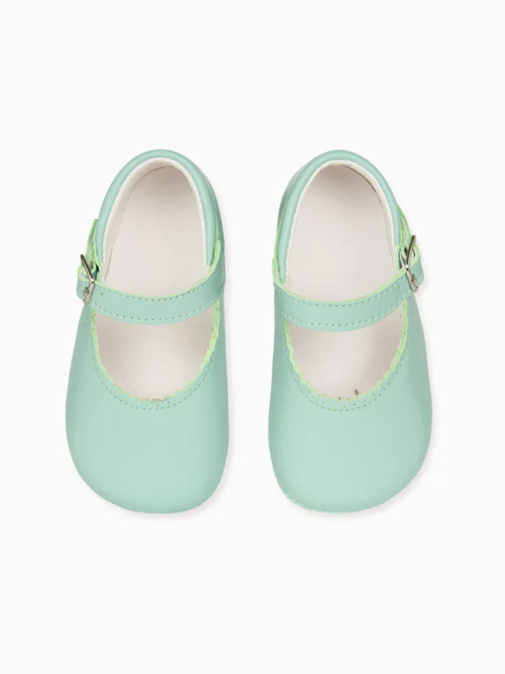 Pale Green Leather Baby Mary Jane Shoes