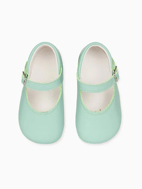 Pale Green Leather Baby Mary Jane Shoes