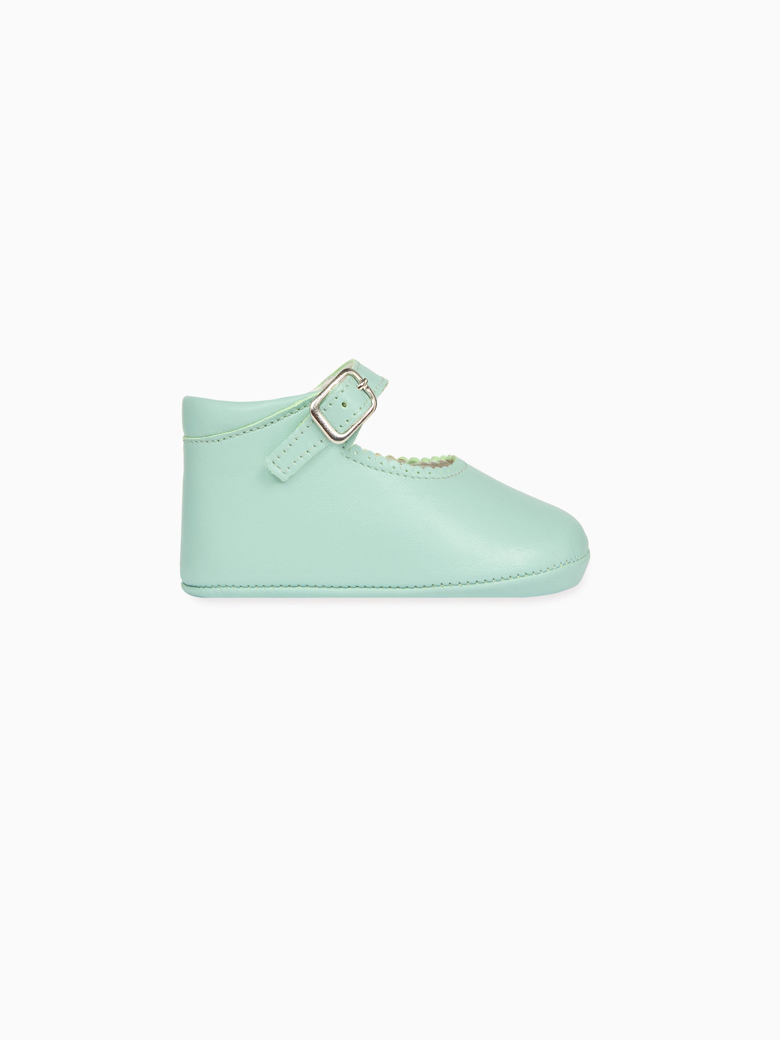 Pale Green Leather Baby Mary Jane Shoes