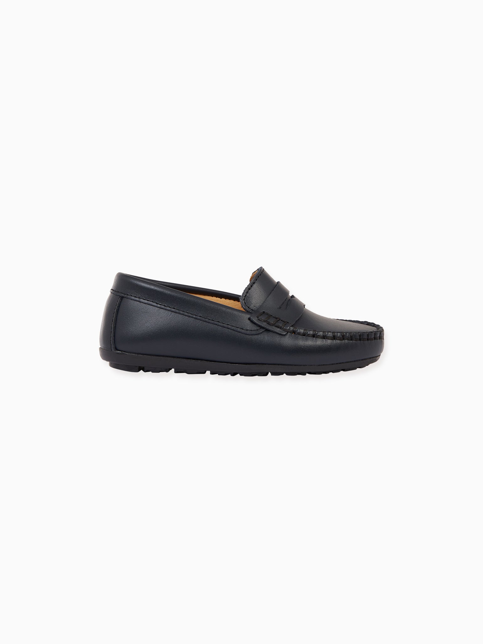 Navy Leather Boy Loafer Shoes