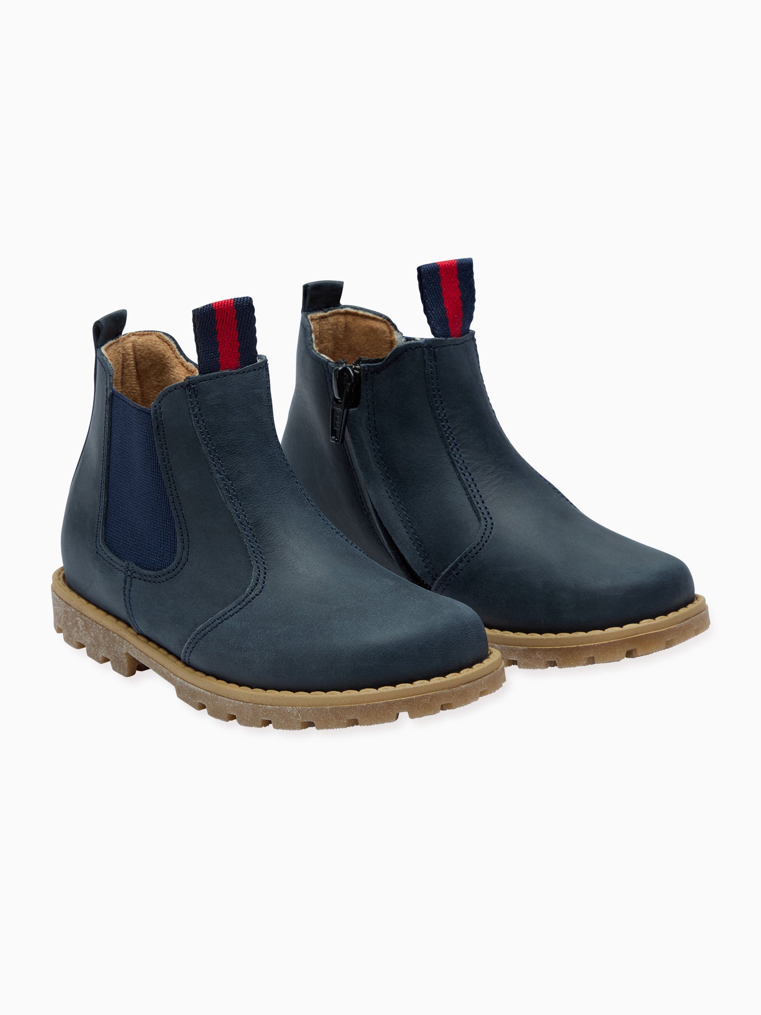 Navy Leather Chelsea Boots