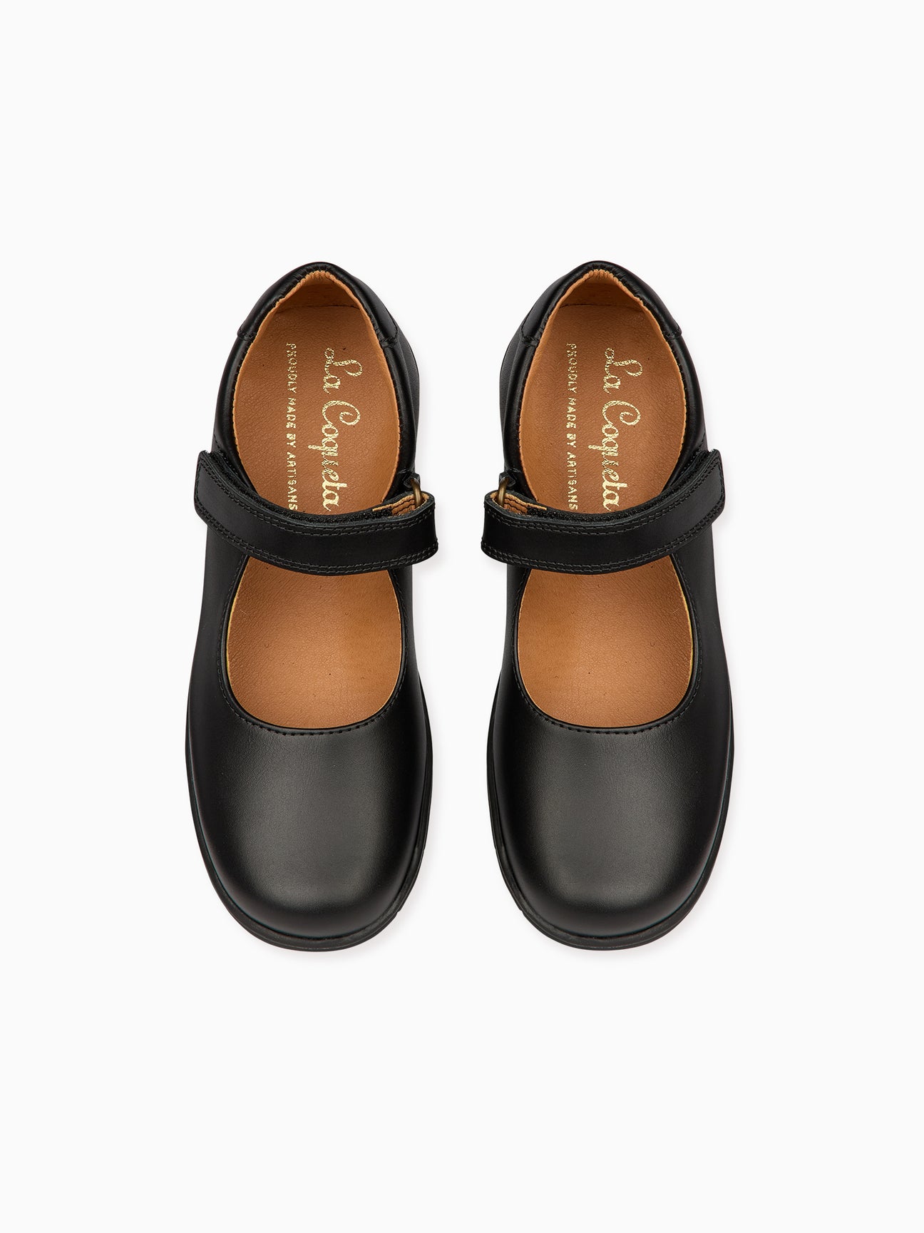 black dress shoes for girls La Coqueta Kids - Black Leather Girl Classic School Shoes