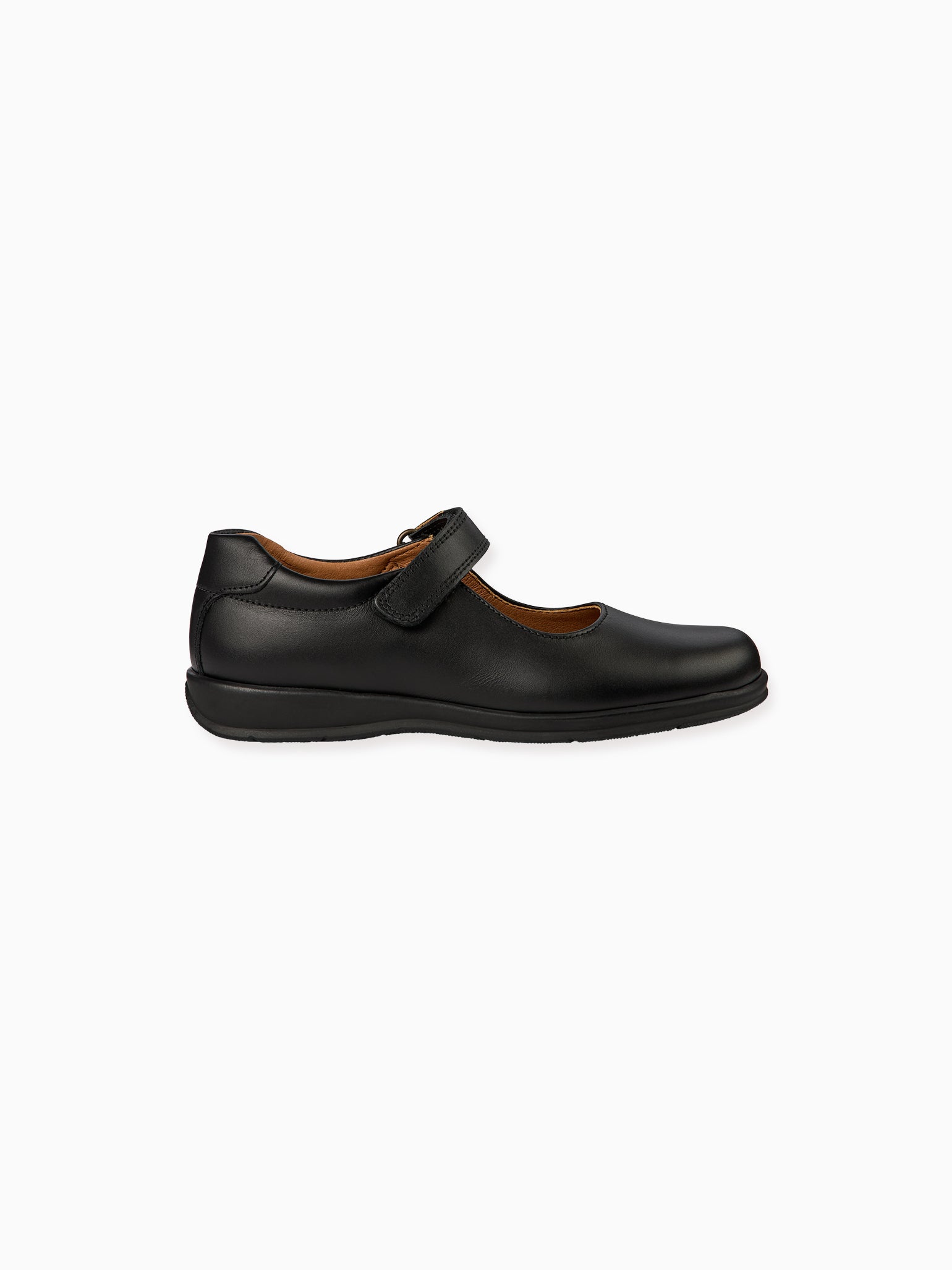 Black Leather Girl Classic School Shoes