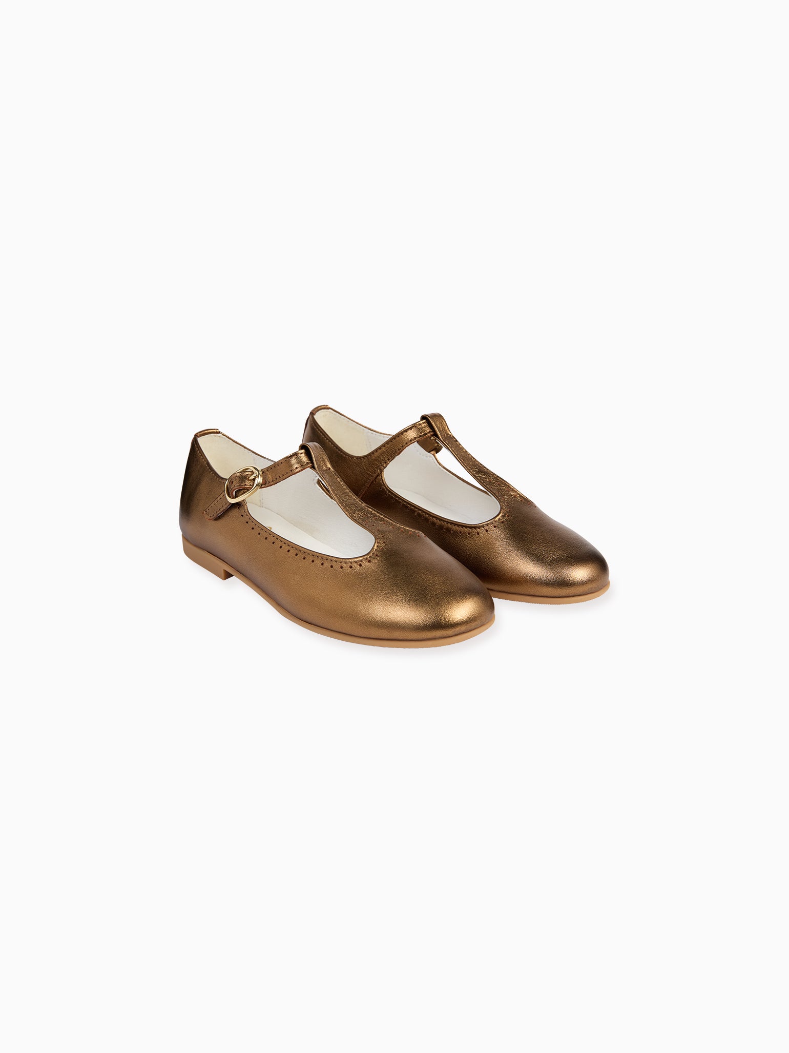 Bronze Leather Girl T-Bar Shoes