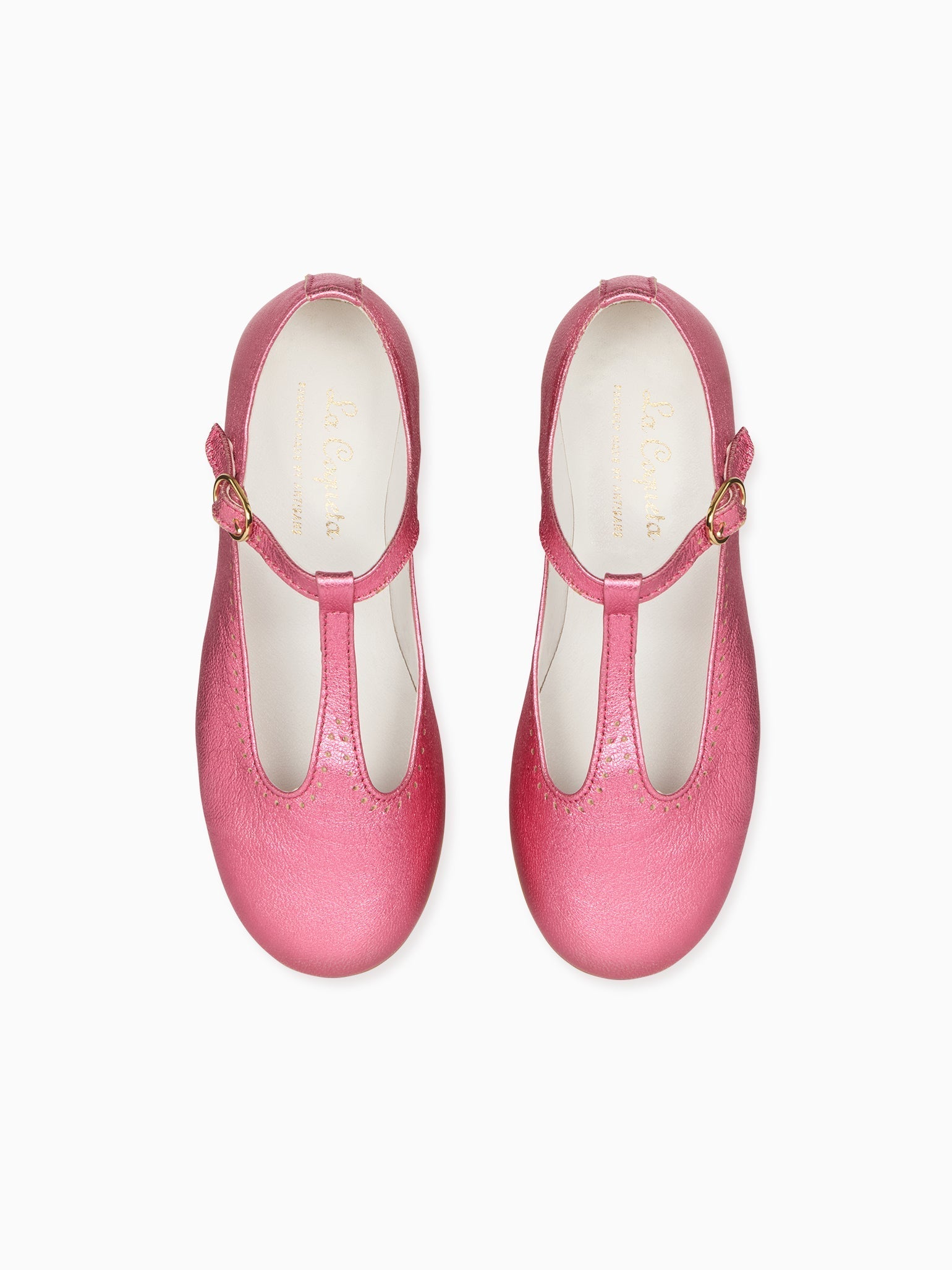 Metallic Fuchsia Leather Girl T-Bar Shoes