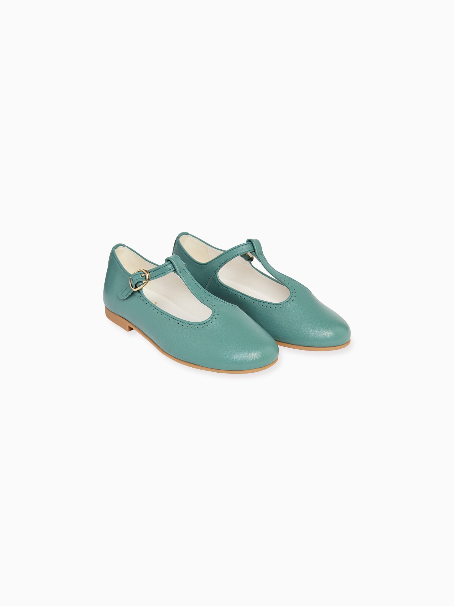 Sage Leather Girl T-Bar Shoes