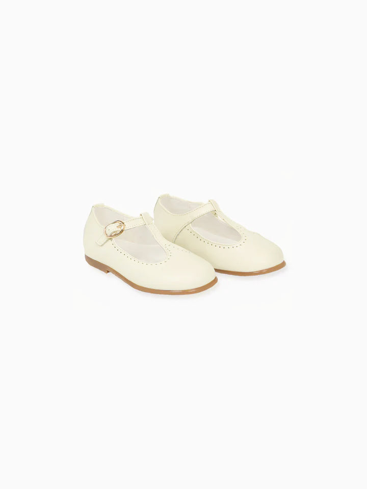 Ivory Leather Girl T-Bar Shoes